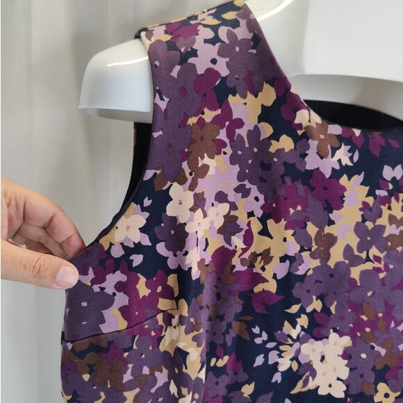 Lands End Floral Purple and Navy Sheath Dress, 16 - Picture 4 of 10